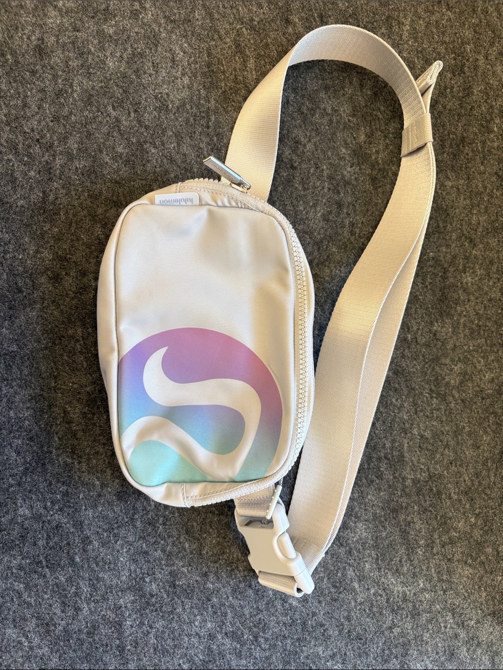 lululemon athletica Cream Sling Belt Bag with Iridescent Logo 1L
